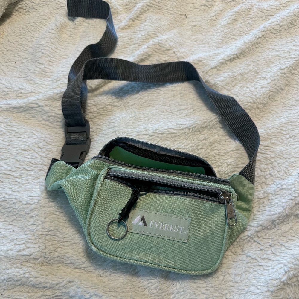 Green and Black Belt Bag with Adjustable Strap